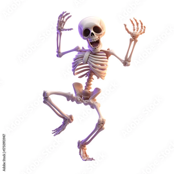 Obraz Dancing Skeleton 3d rendered, isolated on transparent background
