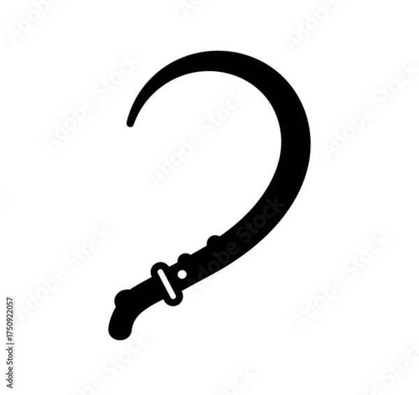 Fototapeta Pirate hook hand icon in black for costume and adventure theme