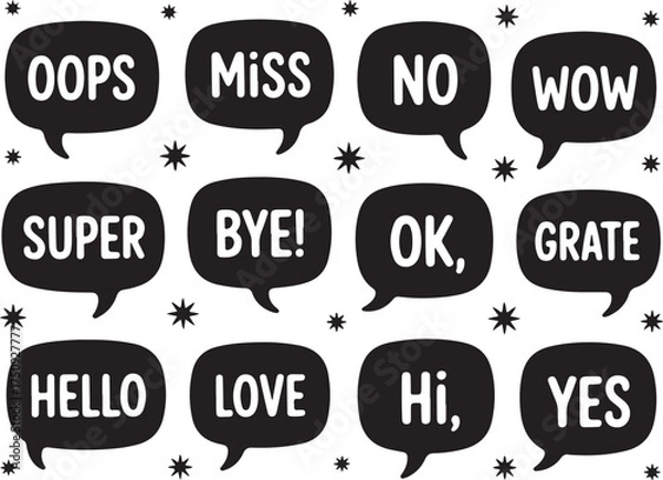 Fototapeta Trendy speech bubbles with positive message vector