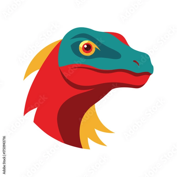 Fototapeta Stylized Colorful Head of a Lizard or Dinosaur reptile