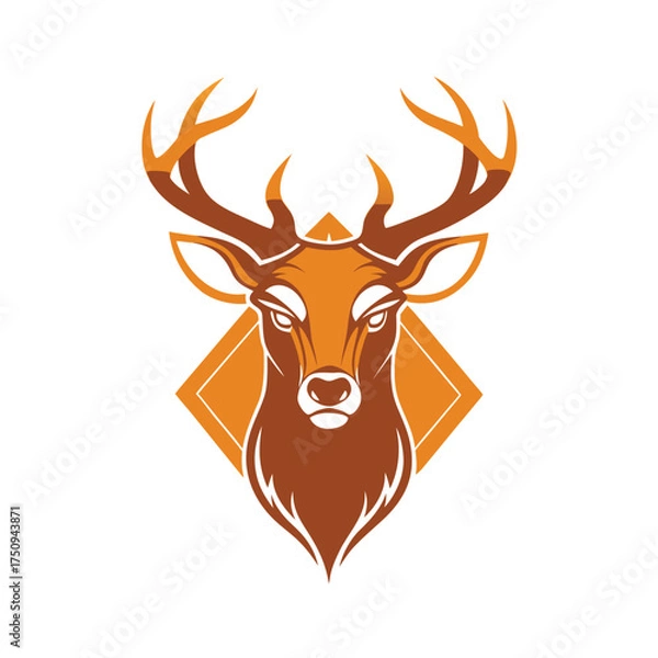 Fototapeta Stylized Deer Head With Antlers and Diamond Shape stag