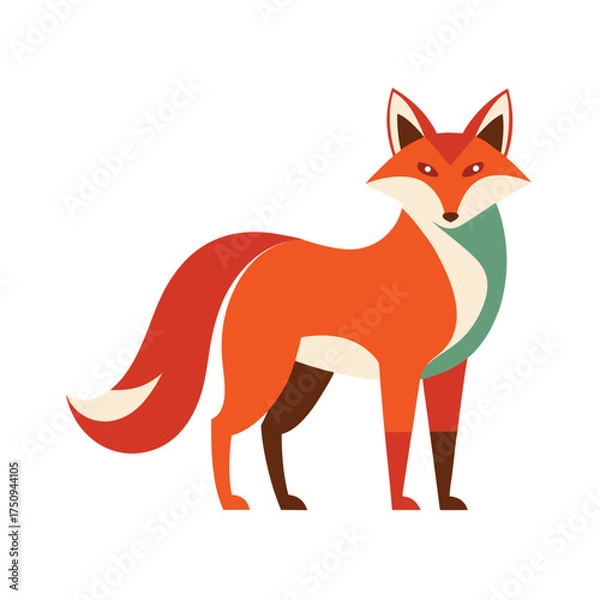 Fototapeta Stylized Geometric Fox Illustration on White Background