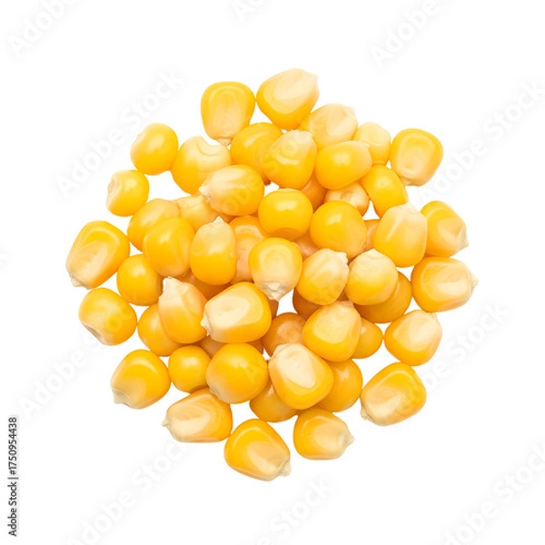 Fototapeta Pile of Fresh Yellow Corn Kernels Scattered on Black Background sweet corn