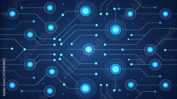 Fototapeta Abstract glowing circuit board pattern with blue digital connections