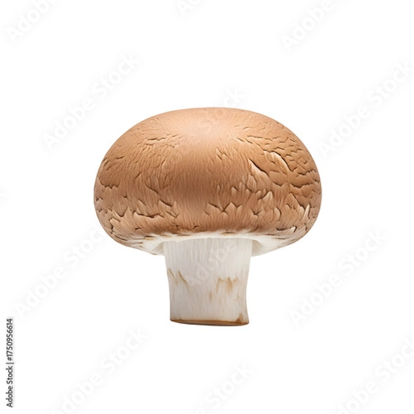 Fototapeta Single Brown Mushroom with White Stem on Black Background champignon button mushroom
