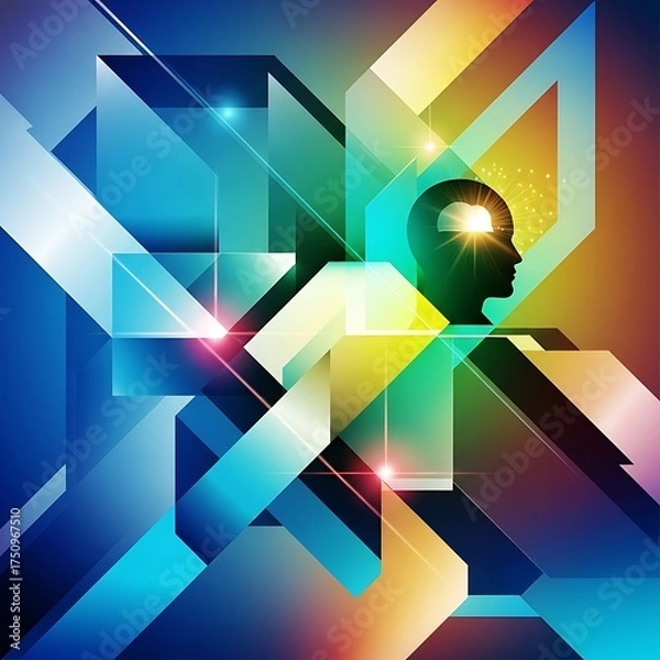 Obraz Abstract Mindscape - Geometric Shapes and Focused Thought.