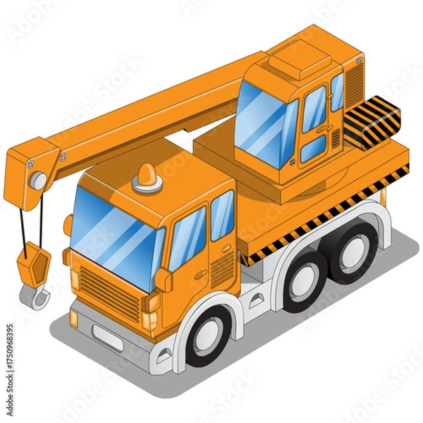 Obraz Truck crane. Isometric. Isolated on white background. Vector illustration. 