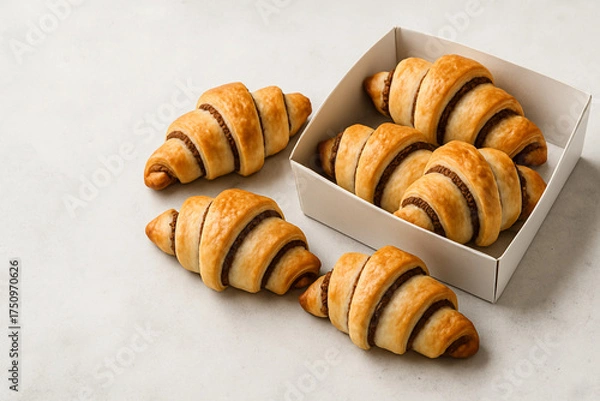Obraz Chocolate Rugelach Pastries in a Box on White