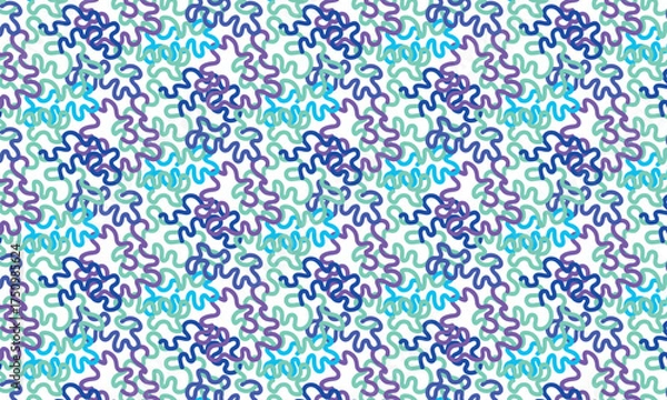 Fototapeta Squiggly lines colourful abstract pattern. Vector seamless ornament for textile, fabric, interior, ceramic, wallpaper, paper decoration