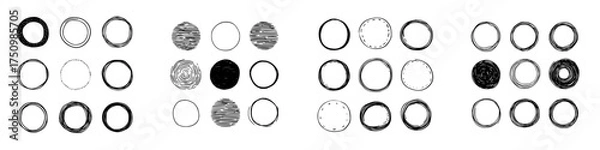 Obraz Set of sketchy hand drawn circle shapes and doodle elements