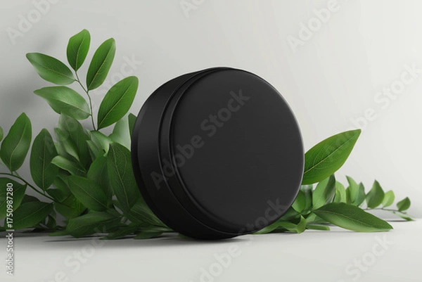 Obraz A black matte circular tin jar mockup