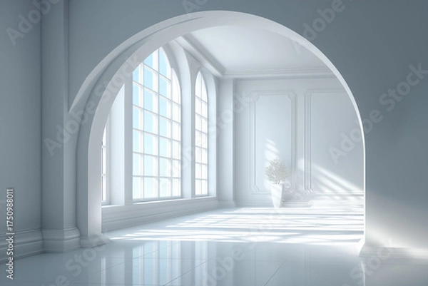 Obraz empty white room with windows