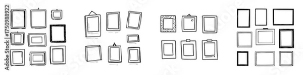 Obraz Hand drawn picture frames and empty photo holders collection