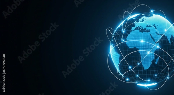Fototapeta Abstract Background financial digital technology network communication connect people globally with blockchain networking