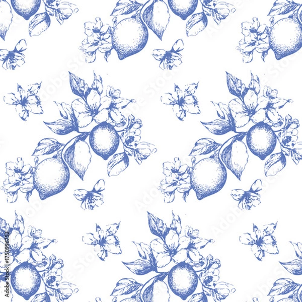 Obraz vector-style pattern of Sicilian lemons 