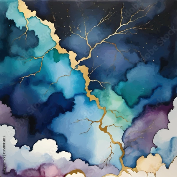 Fototapeta abstract thunderstorm pattern with dark clouds and flash vector illustration