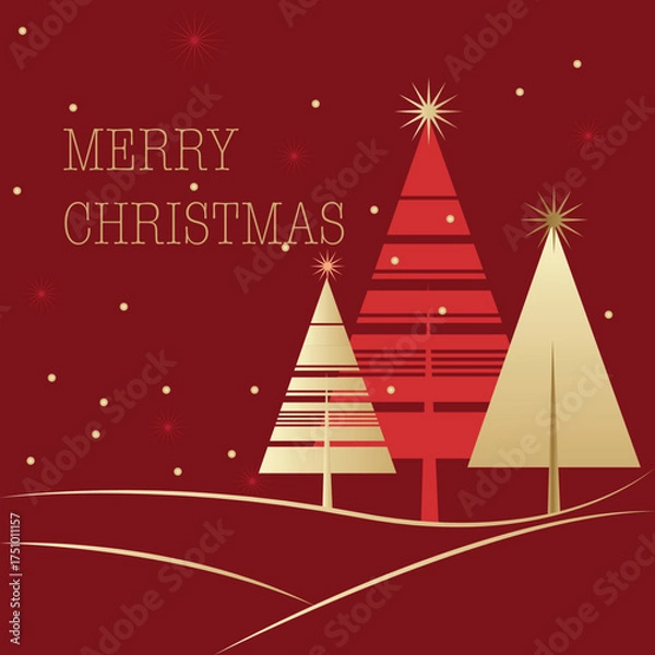 Obraz christmas tree on red background