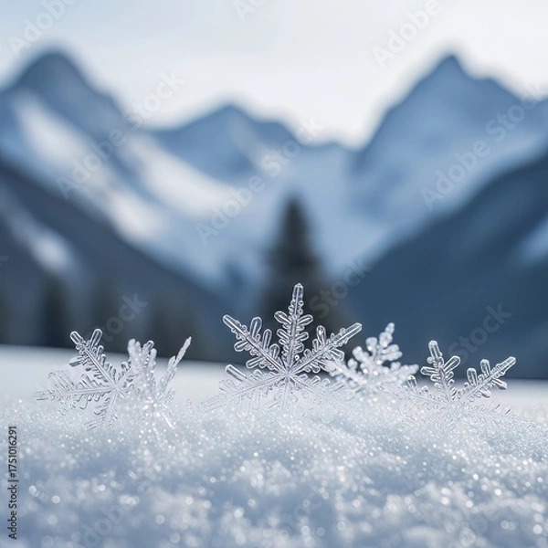 Obraz Beautiful Winter Season Landscape with Snow and Frost