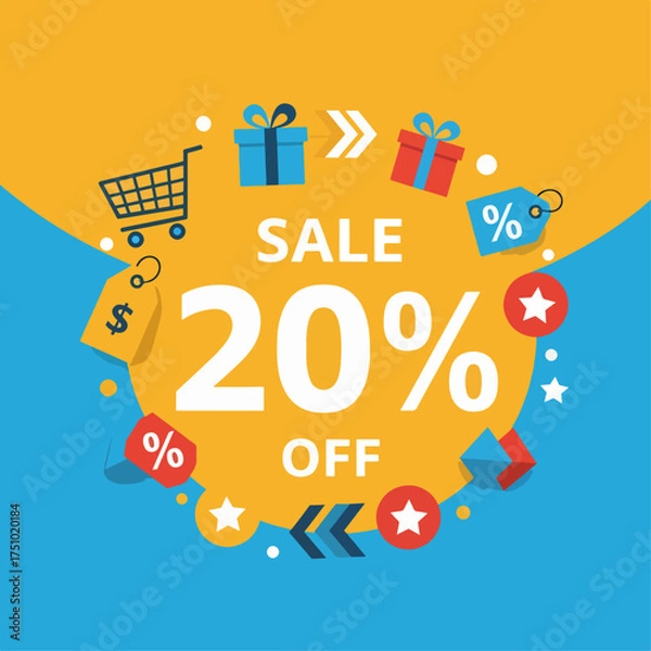 Obraz 20%  Percent OFF Vector Illustration,  , Save offer, off sale banner isolated, Offer Banner Design, Discount banner, Special Offer poster design,  price tag 