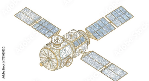 Obraz Intricate illustration of a satellite with ornate details and elaborate design aesthetic