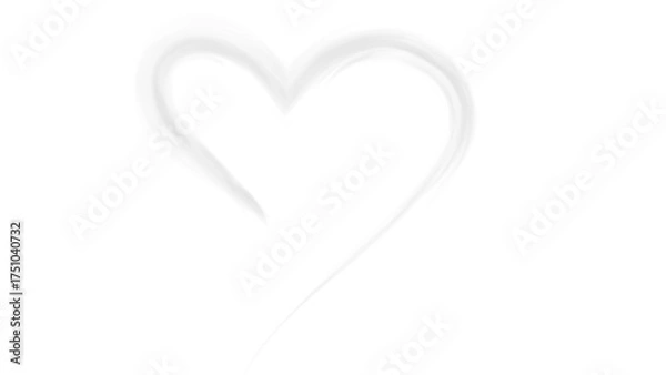 Fototapeta Hand-Drawn White Glowing Heart Shape Brushstroke with Transparent Background