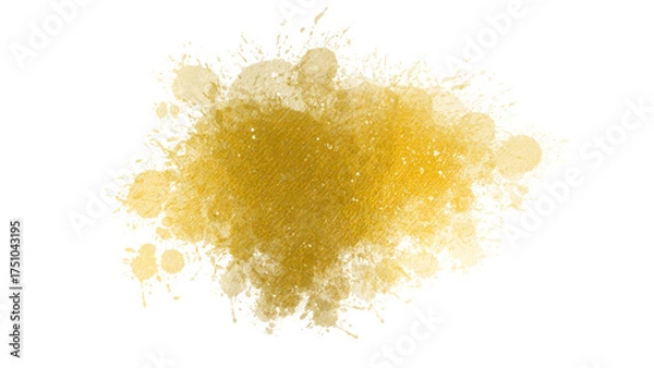 Obraz Abstract Gold Watercolor Paint Splatter Texture with Transparent Background