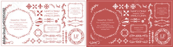 Fototapeta クリスマスのデザインエレメント。飾り罫やフレームデザインセット