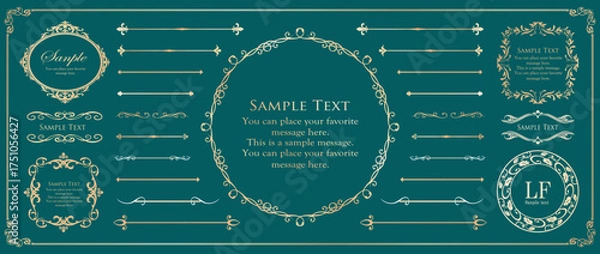 Fototapeta クリスマスのデザインエレメント。飾り罫やフレームデザインセット