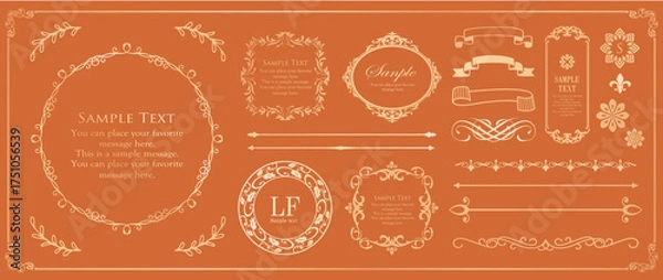 Fototapeta クリスマスのデザインエレメント。飾り罫やフレームデザインセット