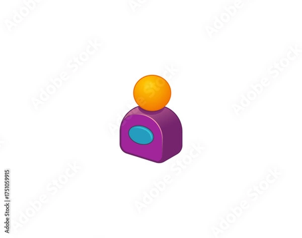 Obraz 3D cartoon bottle in bright colors on a white background. Vector illustration.