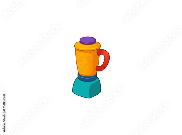 Obraz Vector illustration of a blender in blue and yellow colors in a minimalist style on a white background