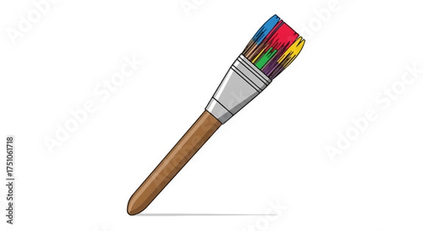 Fototapeta Vibrant paintbrush bristles infused with multiple hues, poised on a pristine backdrop symbolizing creativity and artistic inspiration