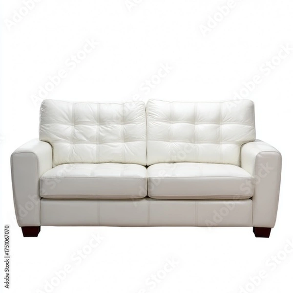 Obraz A stylish white leather sofa, perfect for any modern living space. Its design provides both comfort and aesthetic appeal.