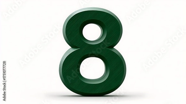 Obraz A green number eight standing on a white surface in a studio setting