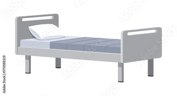 Fototapeta Stylized illustration of a hospital bed featuring a simple design with clean lines conveying a sense of sterile confinement and medical care