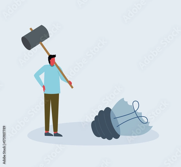 Obraz Shattered Idea The End of Innovation Concept, Taking a Risk.