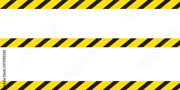 Fototapeta Warning frame with yellow and black, red diagonal stripes. Rectangle warn frame. Black and yellow red diagonal stripe vector icon collection. Seamless caution and warning sign tape set. Eps file 111.