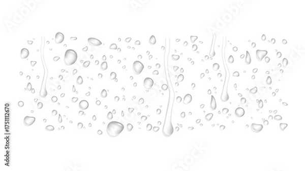 Obraz Photorealistic Water Droplets and Rain Streaks Overlay on Transparent Background for Moisture and Freshness Effect