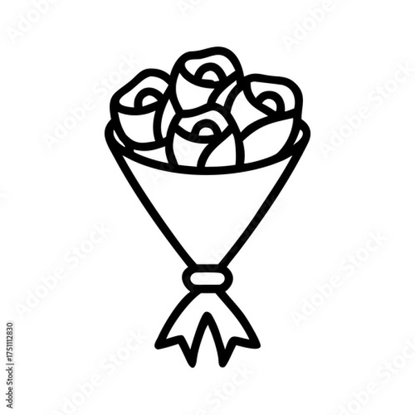 Fototapeta Bouquet of roses elegantly arranged in a decorative wrapping, showcasing vibrant colors and delicate petals, perfect for gifting on special occasions or celebrations
