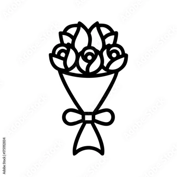 Fototapeta Elegant floral bouquet illustration featuring various flowers and leaves, beautifully arranged with a decorative bow, ideal for celebrations and special occasions