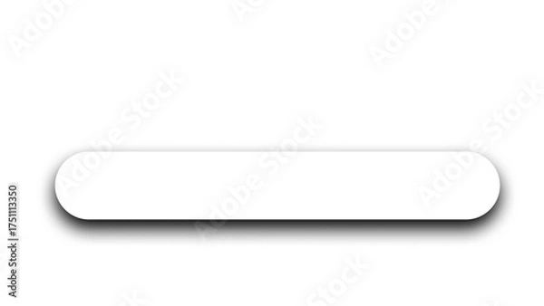 Obraz White Pill-Shaped Button Transparent PNG: Horizontal Rounded Rectangle with Soft Drop Shadow