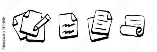 Obraz Clean Line Hand-Drawn Document Icon Illustration