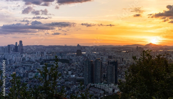 Fototapeta Seoul im warmen Licht – Faszinierendes Panorama einer asiatischen Megacity