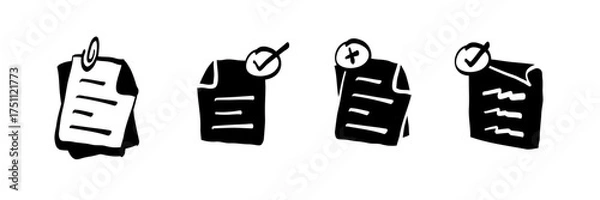 Obraz Minimal Hand-Drawn Glyph Document Icon Illustration