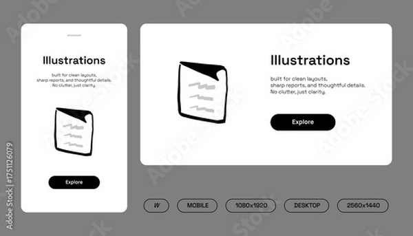 Obraz Hand-Drawn Document Icon Illustration — UI Display