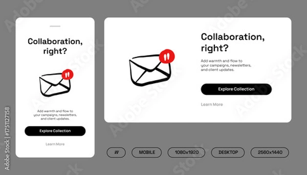 Obraz Hand-Drawn Document Illustration — Website Interface