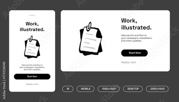 Obraz Hand-Drawn Document Illustration for UI Display