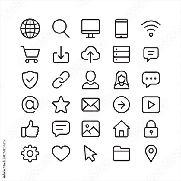 Obraz Communication line icon set vector.