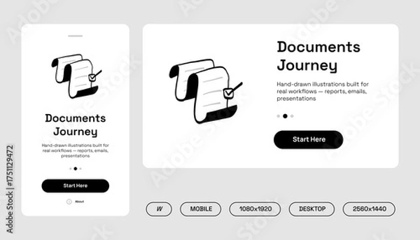 Obraz Hand-Drawn Document Icon Illustration — Design Showcase