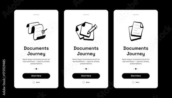 Obraz Hand-Drawn Document Icons — UI Composition